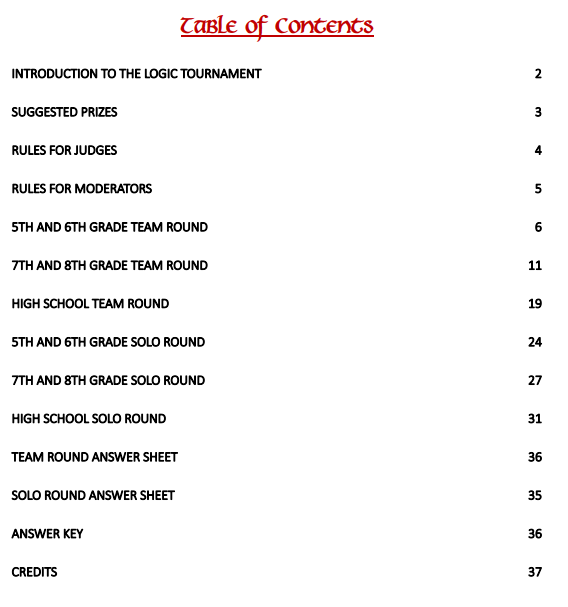 Table of Contents